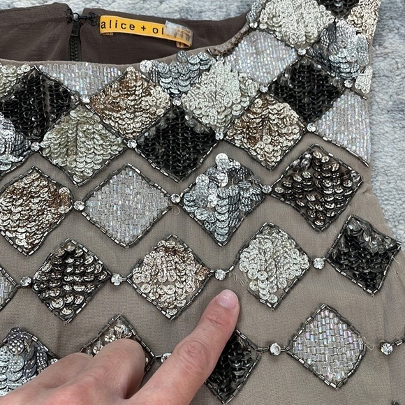 NWT Alice + Olivia Vista Beaded Dress Retro Flapper Sparkle Mini Sz 0 - Picture 11 of 17